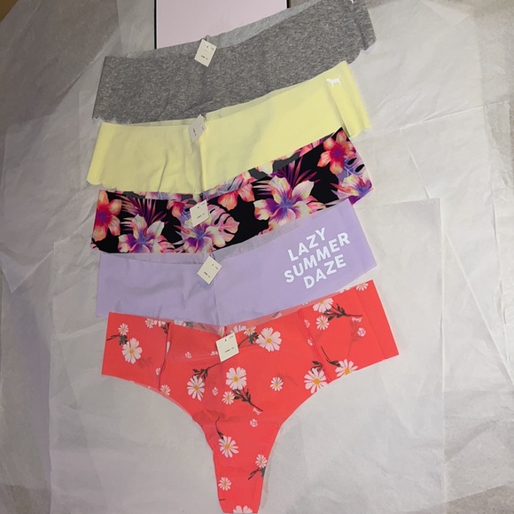 5pk Victoria's Secret PINK THONG No Show Panties - Picture 4 of 16